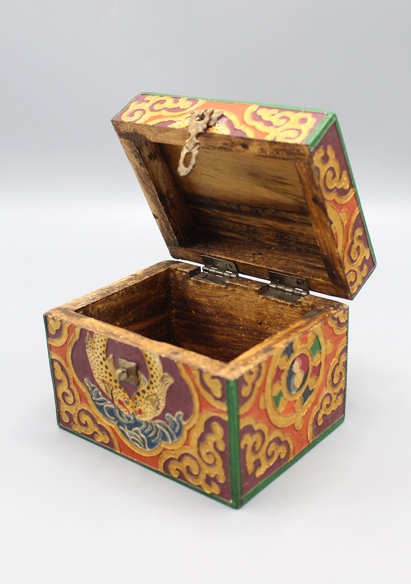 Tibetan Lucky Symbols Conch Decorative Wooden Box