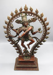 Copper Oxidized Lord Shiva Dancing Nataraj Statue - nepacrafts