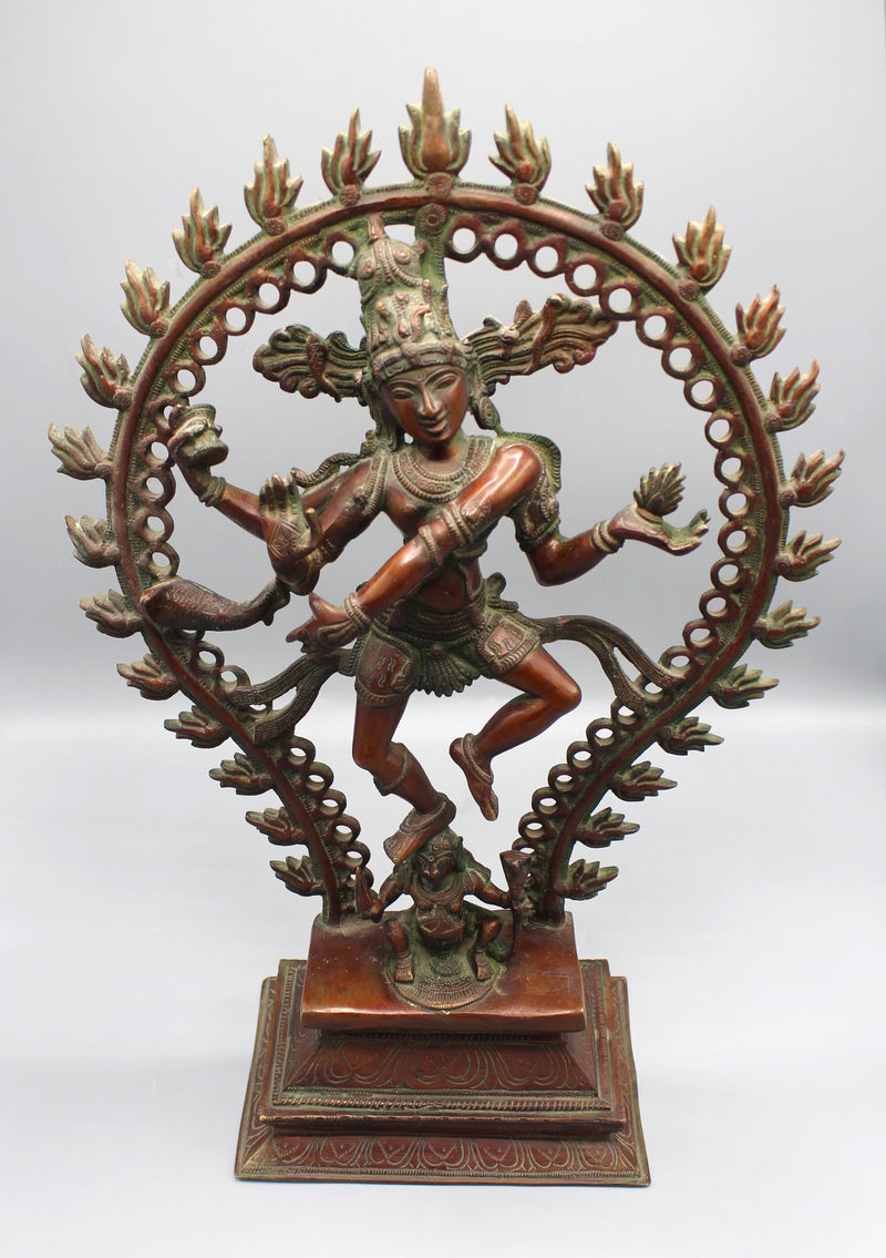 Copper Oxidized Lord Shiva Dancing Nataraj Statue - nepacrafts
