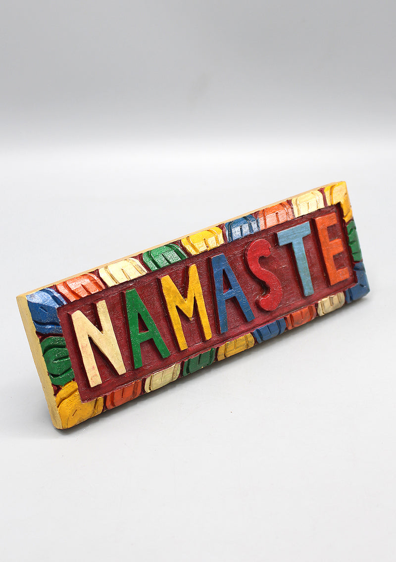 Namaste Carved Wooden Door Hanging Plaque