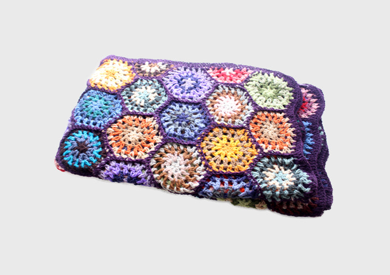 Lavender Edges Motif Pattern Hand Crochet Woolen Blanket