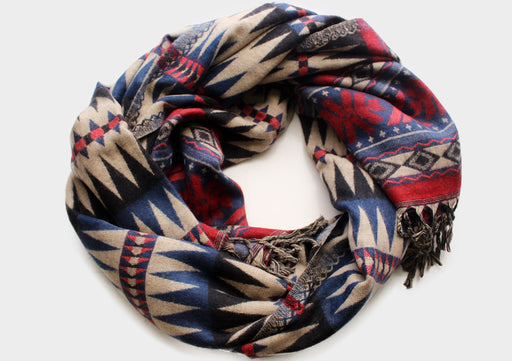 Black and Blue Jacquard Triangle Print Woolen Shawl - nepacrafts