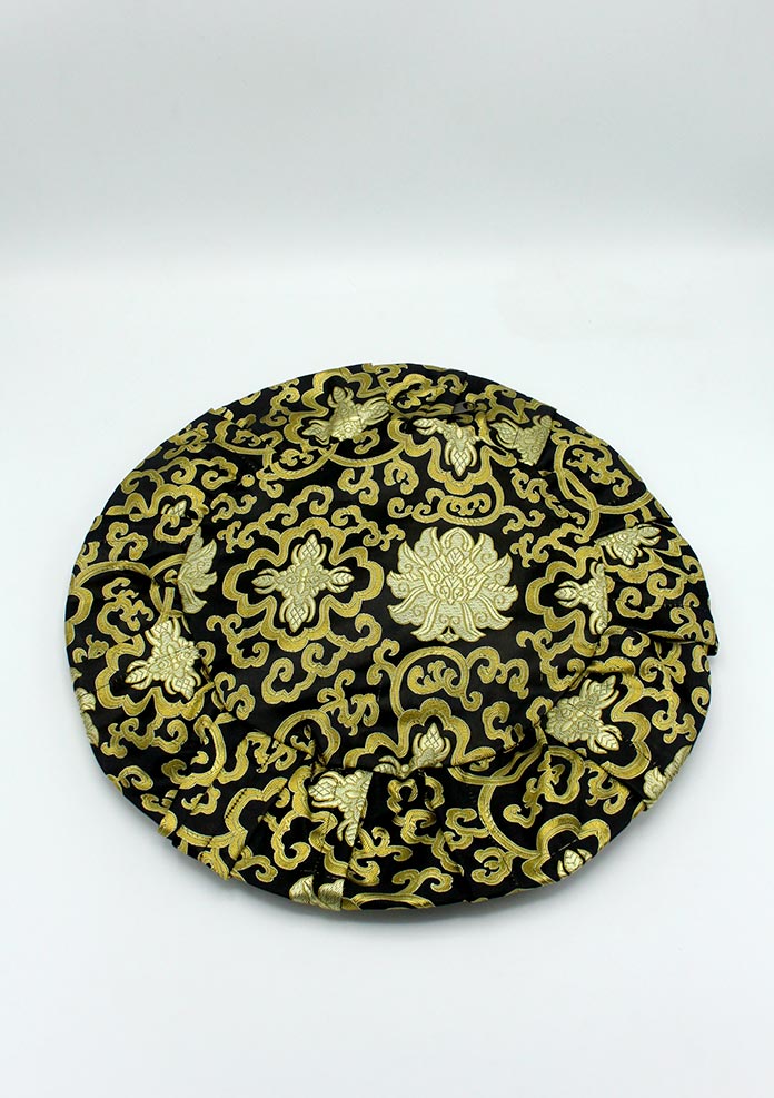 Lotus Zafu  Meditation Cushion Cover Black Brocade