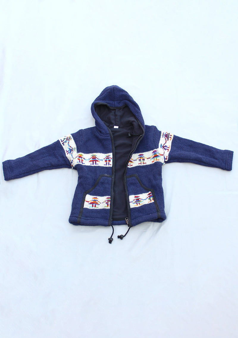 Hand Knitted Pure Woolen Children's Cardigan Sweater - nepacrafts