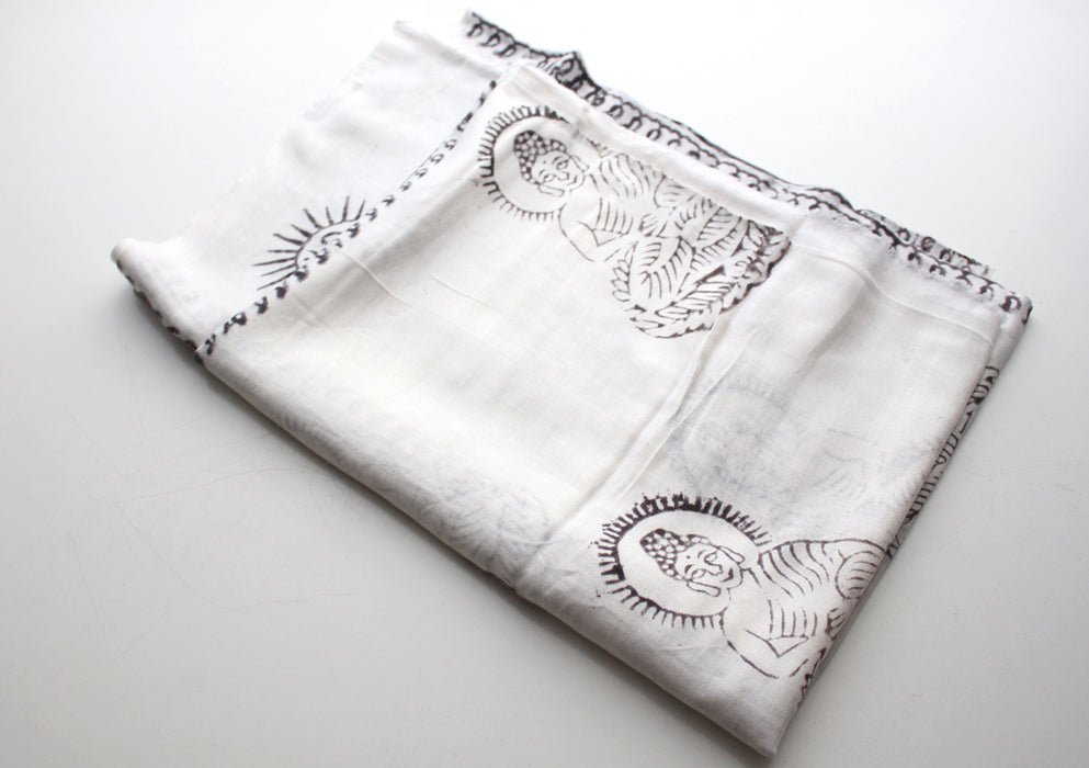 Cotton Yoga Meditation Shawl/Scarf Printed with Deities - nepacrafts