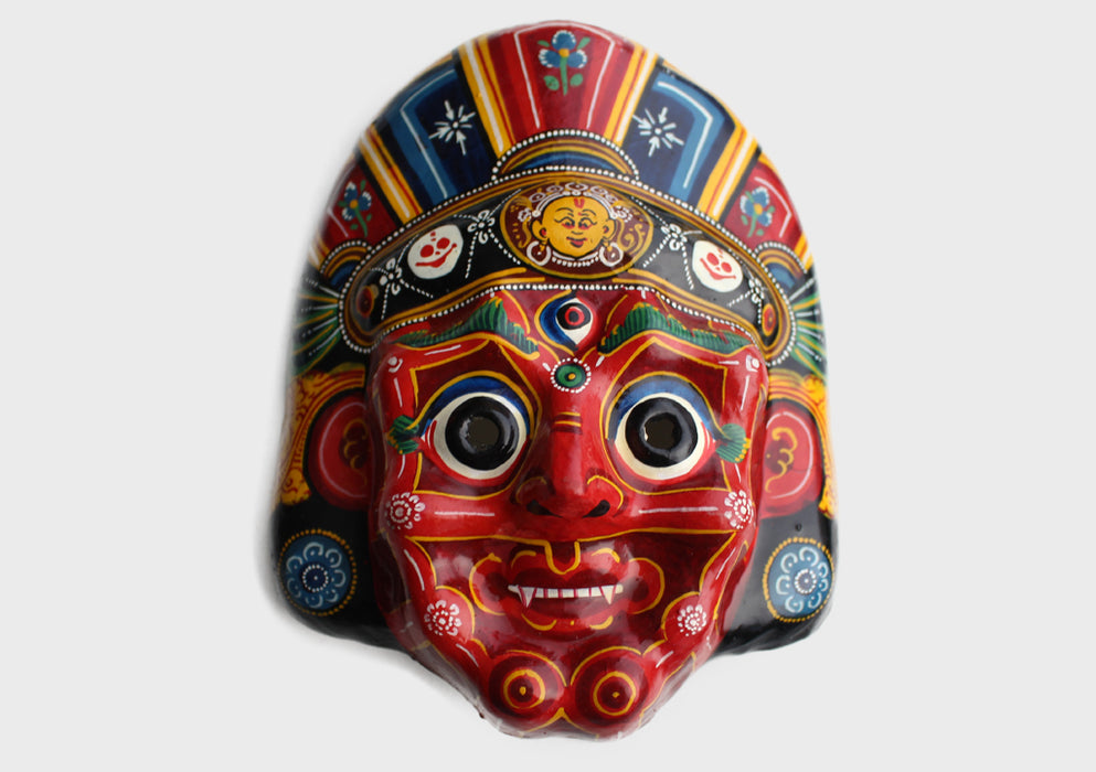 Mahakala Nepalese Handmade Wall Decor Paper Mache Mask - nepacrafts
