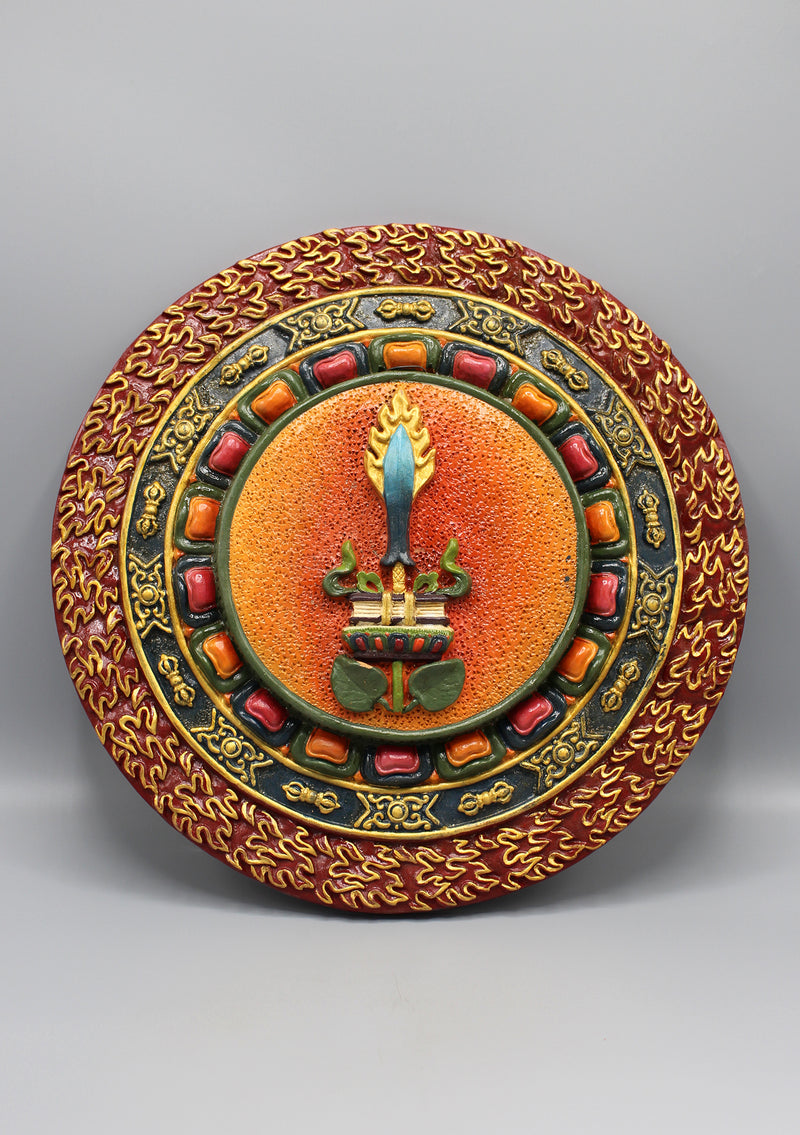 Tibetan Flaming Sword Clay Wall Hanging - nepacrafts