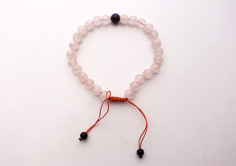 Adjustable Rose Quartz Men's Wrist Mala With Amethyst - nepacrafts