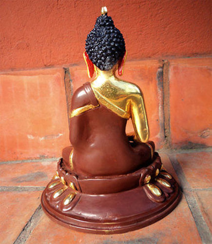 Amitabh Buddha Statue Partly Gold Plated 8", FREE Buddhist Ritual Book