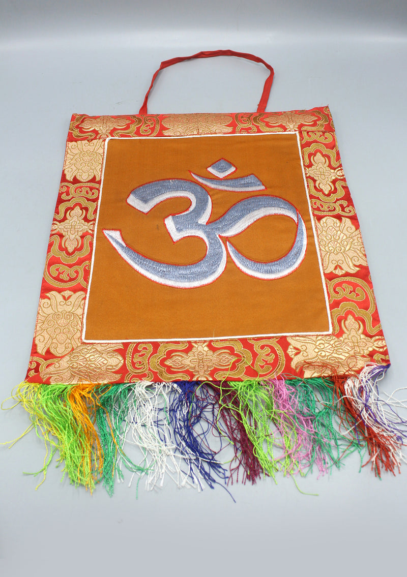 OM Embroidery Brocade Framed Wall Hanging Banner