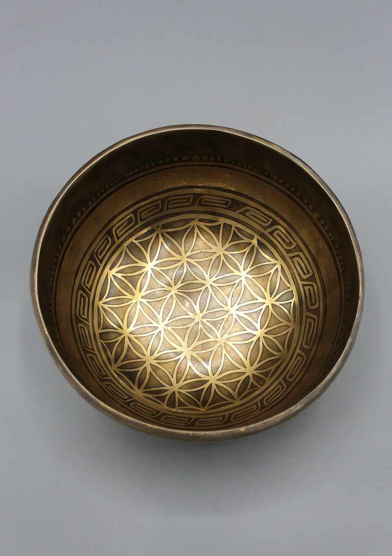 Tibetan Mandala Carving Singing Bowl - nepacrafts
