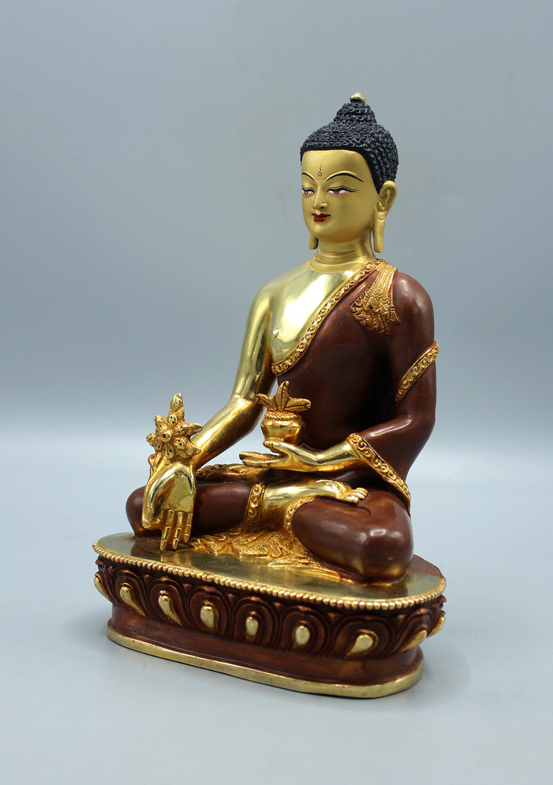 Partly Gold Plated Medicine Buddha Statue 8.5"