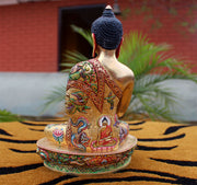 Gold Plated Dragon Carved Monastic Shakyamuni Buddha Statue 8.5" - nepacrafts