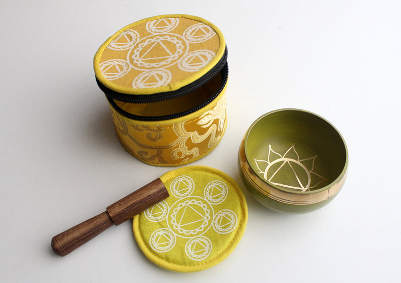 Kundalini Seven Chakra Singing Bowl Set with Silk Brocade Gift Box - nepacrafts