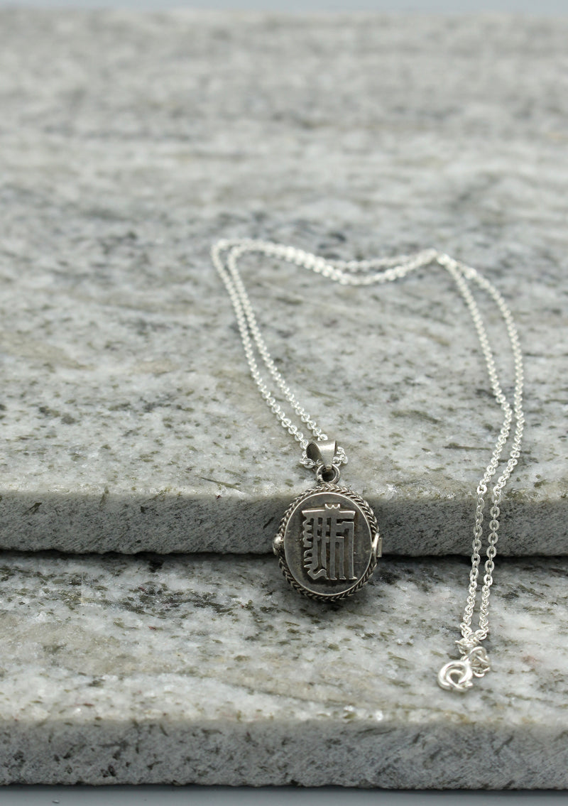 Mini Tibetan Kalachakra Silver Sterling Ghau Pendant