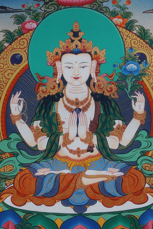 Thangka of Chenrezig with Buddha and Bodhisattvas 67x50cm