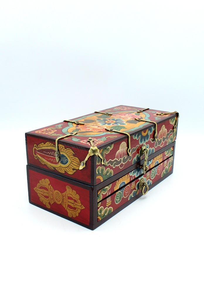 Handcrafted Wooden Buddhist Ritual Tibetan Altar Portable Shrine Box