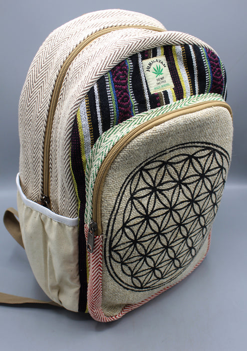 Mandala Printed Natural Hemp Backpack