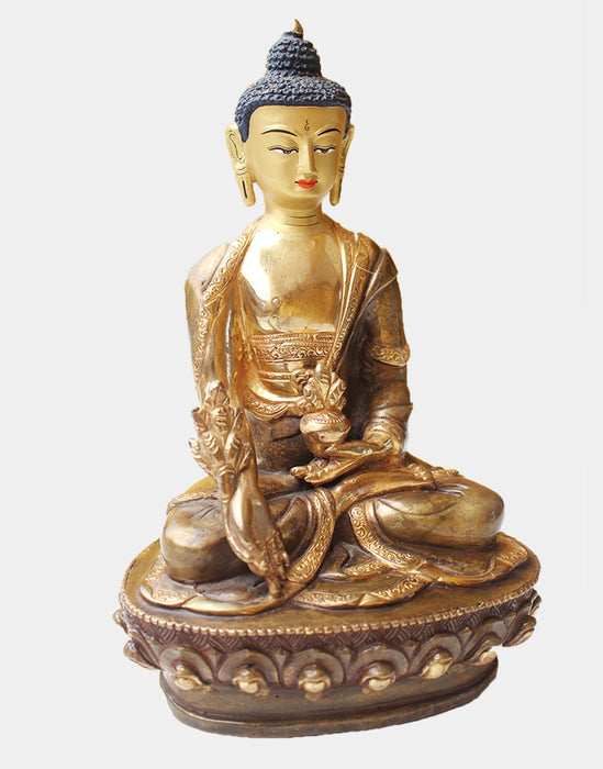 Handcrafted Gold Plated Healing Buddha Statue 8 Inch