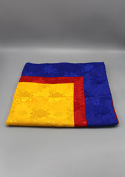 Yellow Silk Brocade Buddhist Endless Knot Altar Cloth - nepacrafts