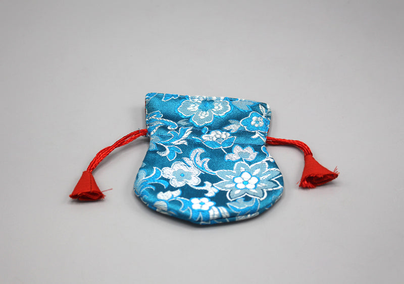 Flower Embroidery Silk Brocade Prayer Beads Pouch - nepacrafts