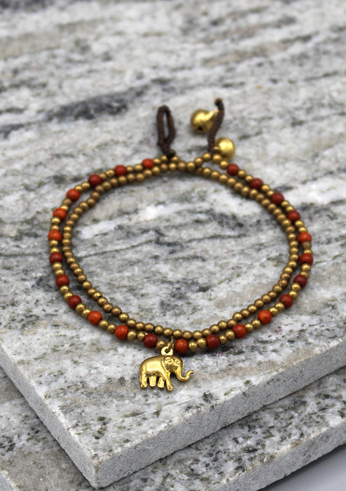Multicolor Glass Beads Elephant Charm Anklet - nepacrafts
