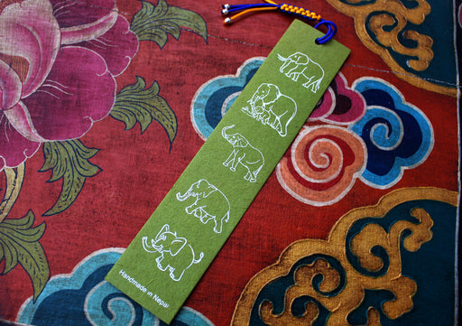 Fairtrade Elephant Lokta Paper Bookmarks with Charm Tassel - nepacrafts