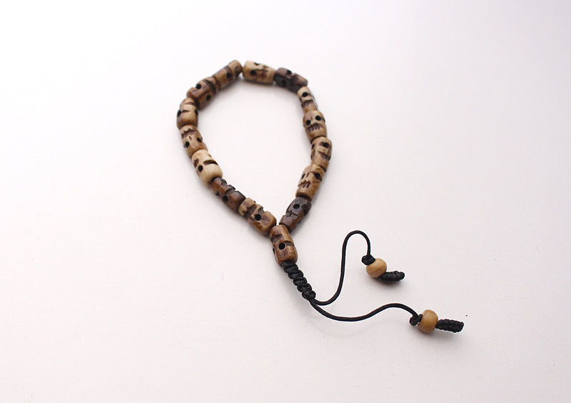 Light Brown Bone Skull Head Adjustable Wrist Bracelet - nepacrafts
