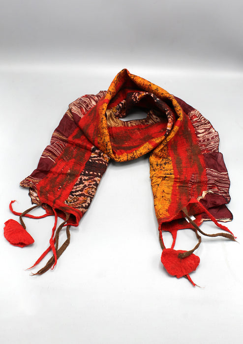 Red and Maroon Mix Color Felt Wool Women's Scarf