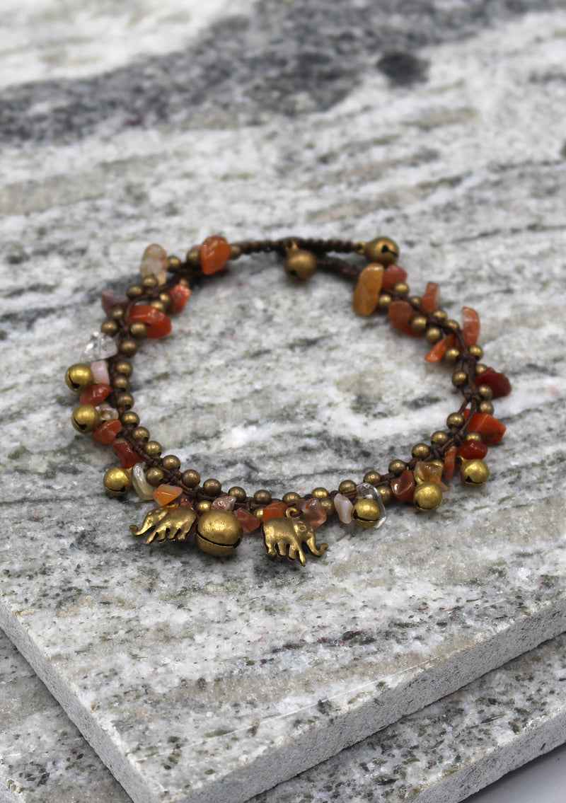 Colorful Stone Beaded Brass Bell Anklet - nepacrafts