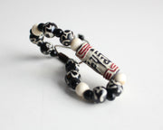 Om Etched Bone Bracelet with Om Mani Stone Charm - nepacrafts