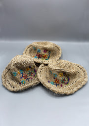Flower Embroidery Summer Hemp Hat - nepacrafts