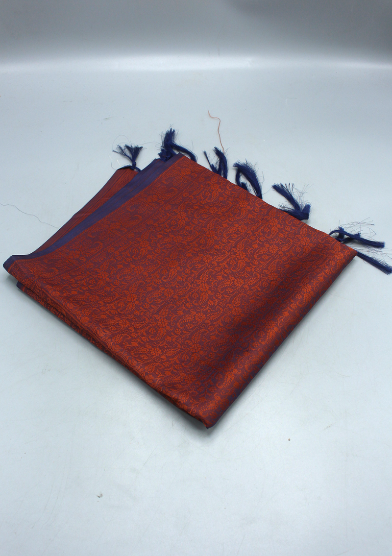Silk Mixed Polyester Leaf Design Shawl with Furka