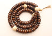 Disk Shaped Brown Yak Bone Japa Mala with White Conch Counter - nepacrafts