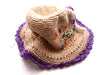 Hemp Hat with Purple Lining and Flower, Earthy Travel Hat, Hemp Tourist Hat - nepacrafts
