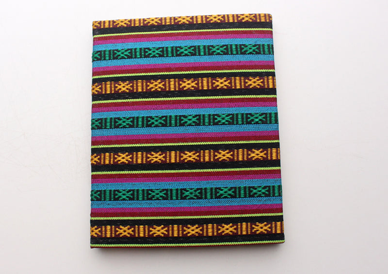 Multicolor Bhutanese Fabric Hard Cover Lokta Paper Travel Journal Book - nepacrafts