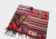 Traditional Purple and Red Printed Himalayan Yak Wool Shawl - nepacrafts