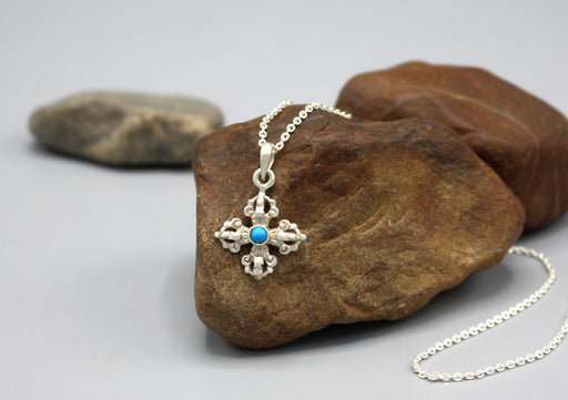 Double Dorjee Sterling Silver Pendant - nepacrafts