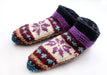 Purple Snow Flakes Pattern Woolen Multicolor Indoor Lined Socks - nepacrafts