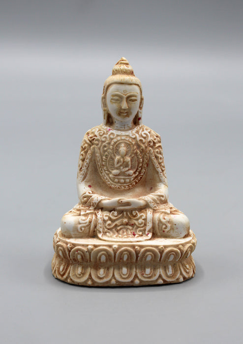 Intricate Carvings Meditating Buddha Resin Statue