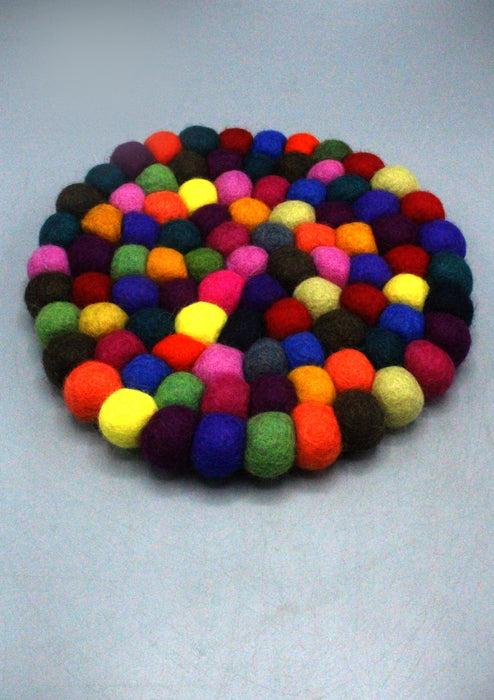 Multi Color Felt Ball Round Trivet