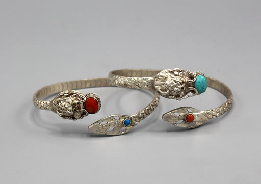 Dragon Carving Inlaid Turquoise Sterling Silver Bracelet - nepacrafts