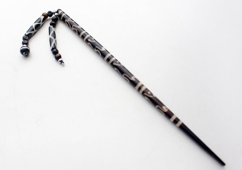 Om Painted Yak Bone Hair Sticks Clip - nepacrafts