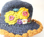 Navy Blue Flower Hemp Hat - nepacrafts