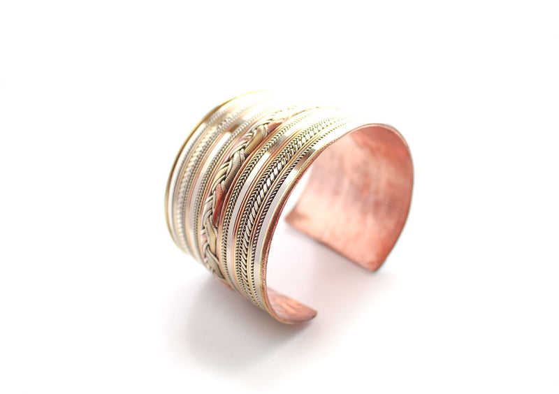 Braided Copper Tibetan Cuff Bracelet - nepacrafts