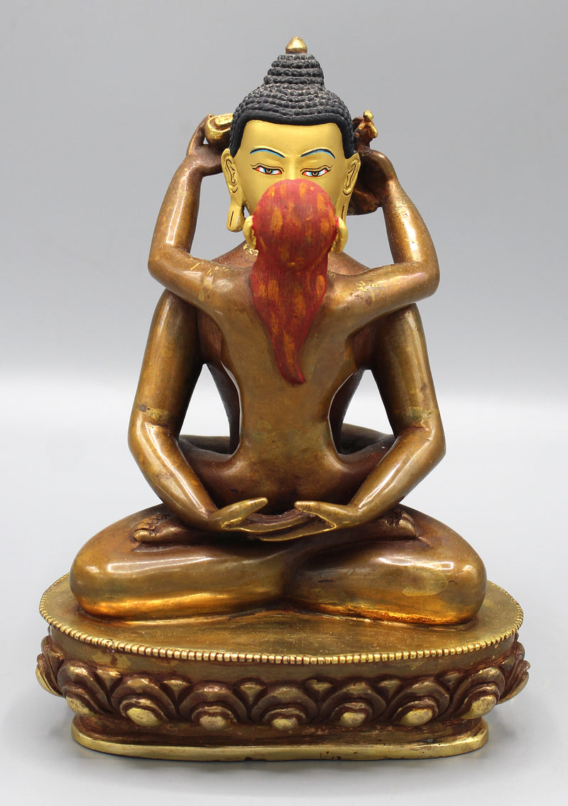 Gold Face Painted Copper Buddha Shakti Samantabhadra Statue