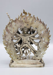 Stunning Hand Carved Silver Sterling Chakrasamvara Statue 6.5" High - nepacrafts