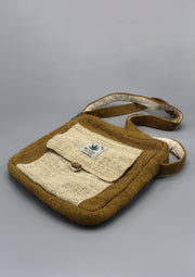 Mustard Color Hemp Cross Body Passport Bag - nepacrafts