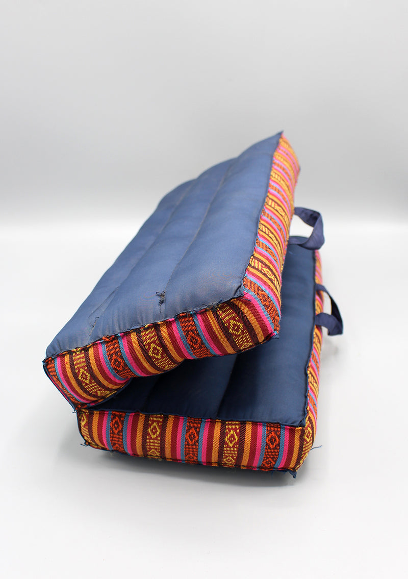 Navy Blue Foldable Large Mediation Cushion Gheri Border - nepacrafts