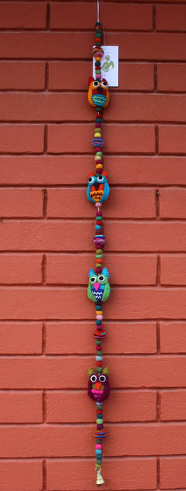 Colorful Owl Bell Felt Hanging - nepacrafts